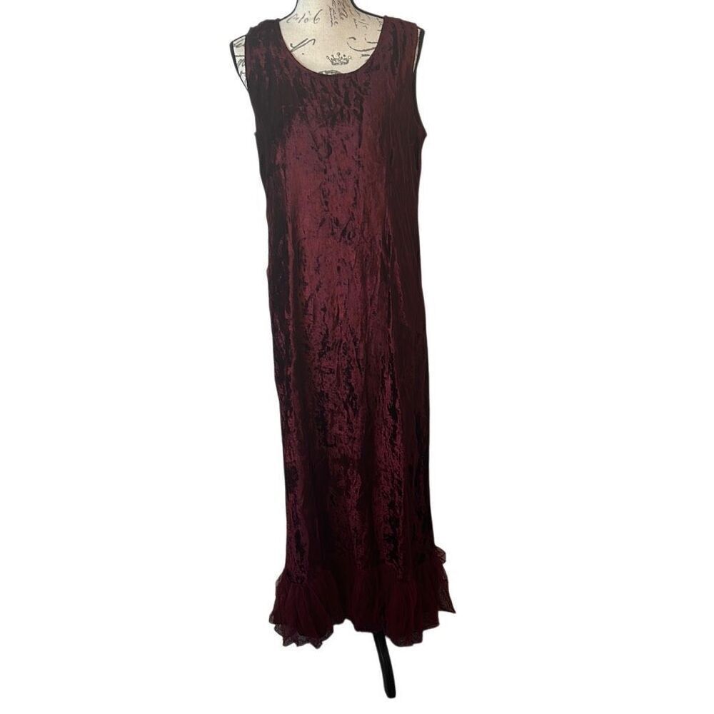 April Cornell 90’s Vintage Red Velvet Sheath Sleeveless Maxi Dress M